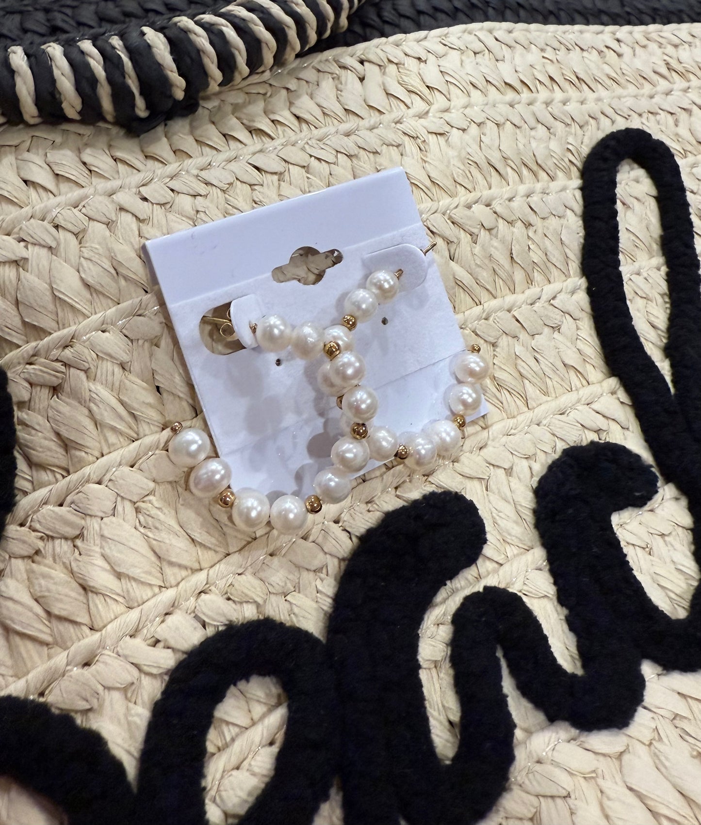 Waterproof Non Tarnish Big Pearl Hoop Earring