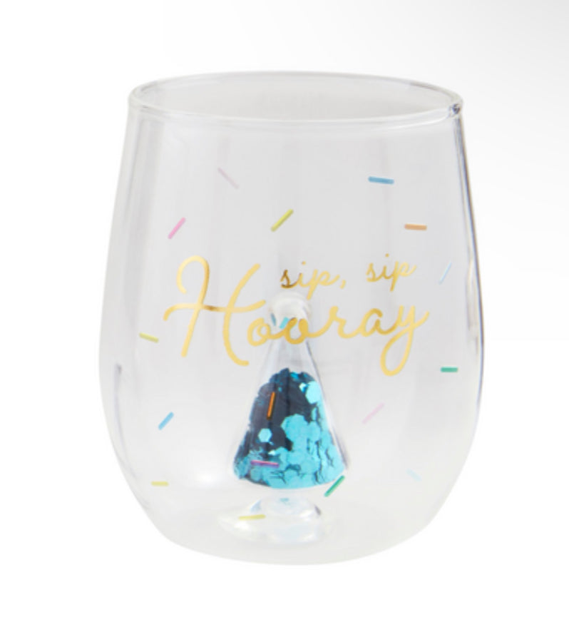 HOORAY BIRTHDAY WINE GLASS