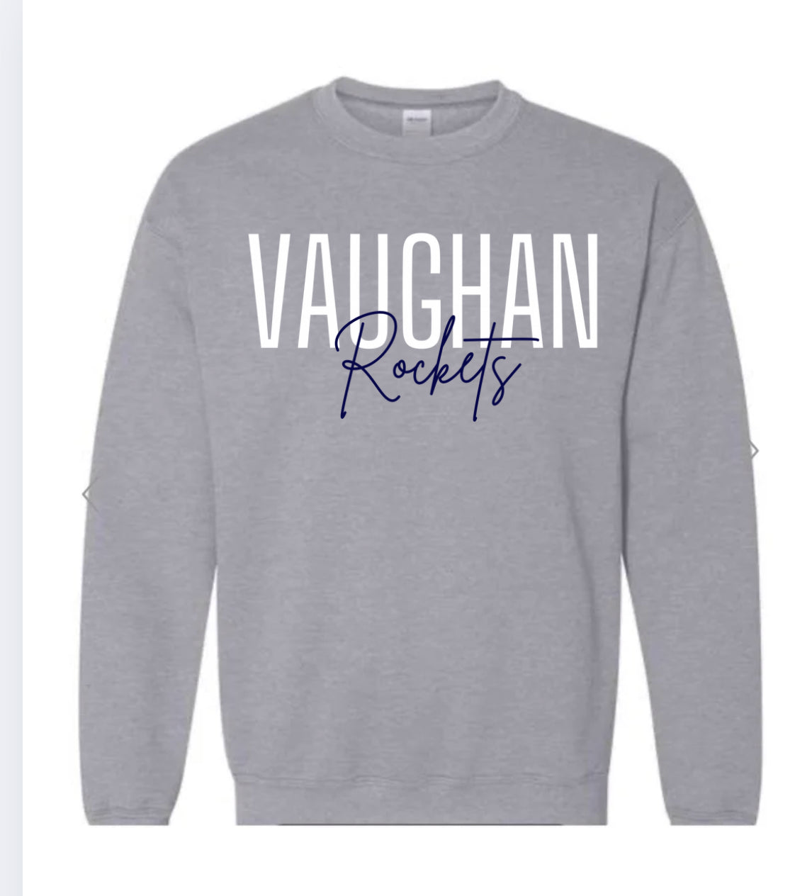 Vaughan Rockets Solid with Cursive Grey Sweatshirt GILDAN