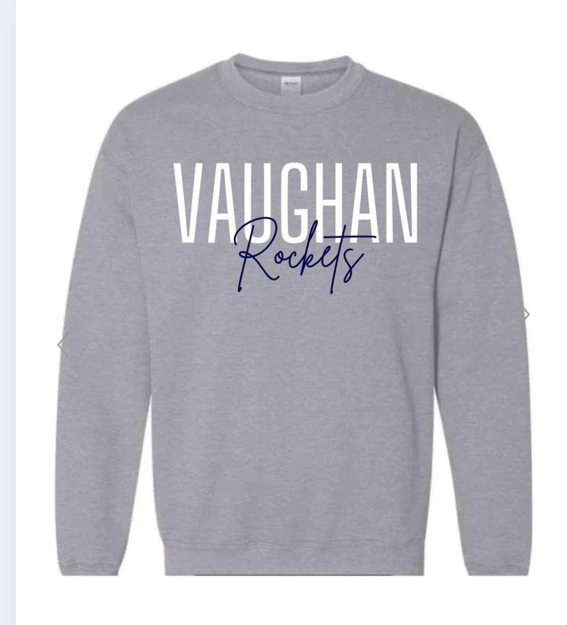 Vaughan Rockets Solid with Cursive Grey Sweatshirt GILDAN