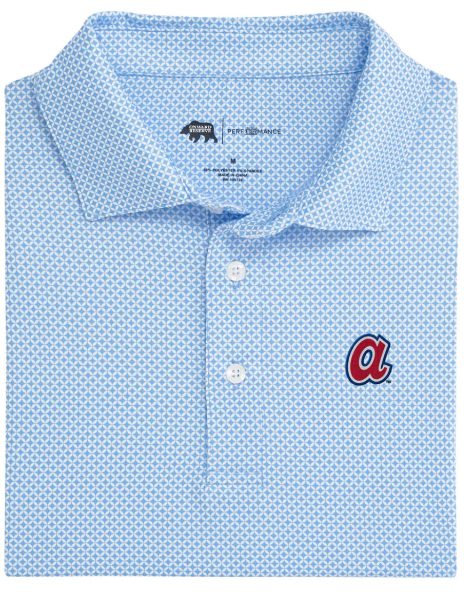 Atlanta Braves Cooperstown Scope Printed Performance Polo - Sky