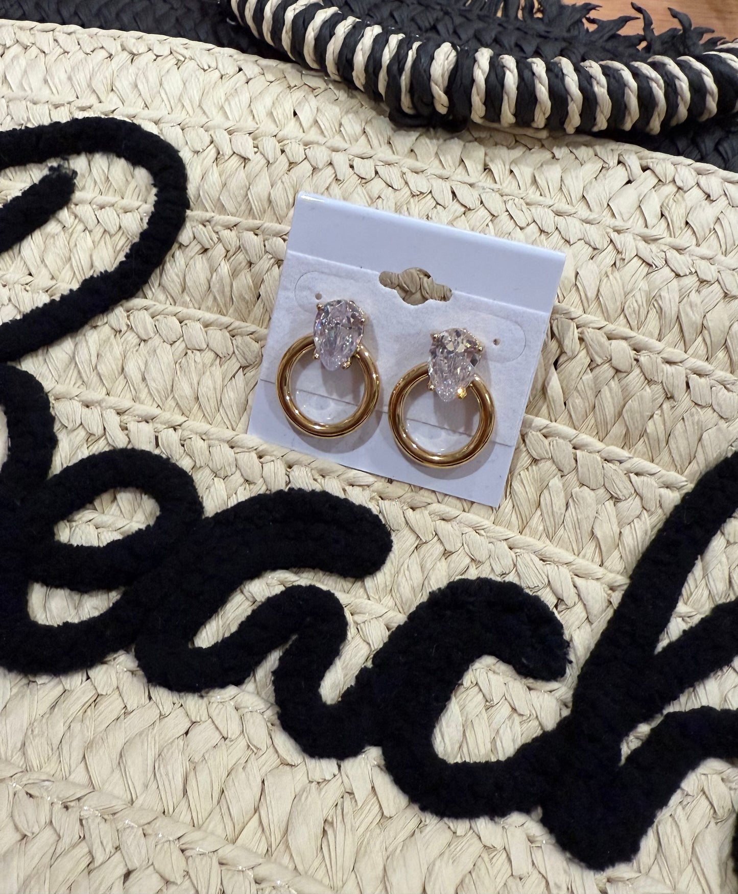 Waterproof Non Tarnish Hoop With Diamond Studs