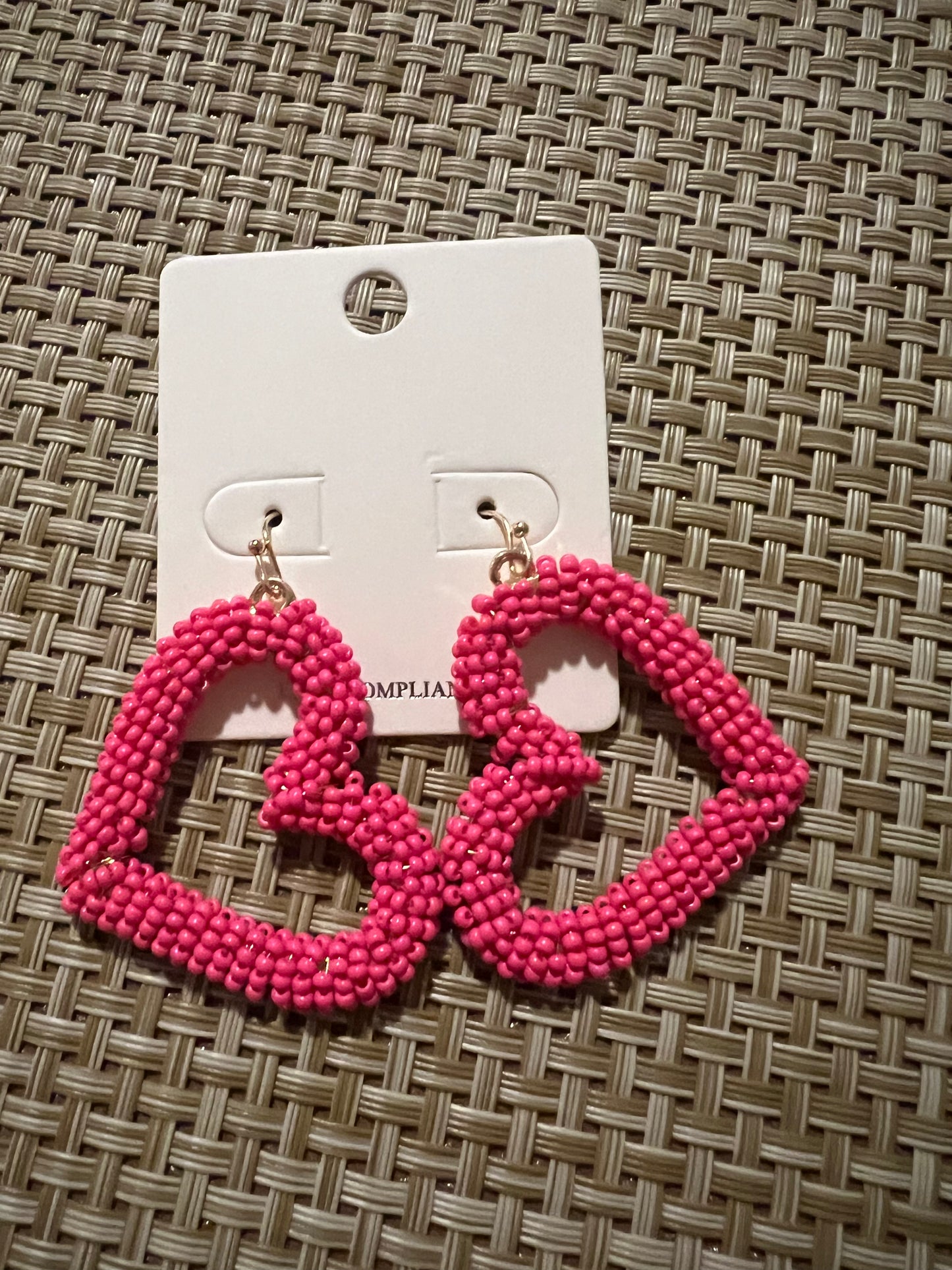 Pink Beaded Heart Dangles