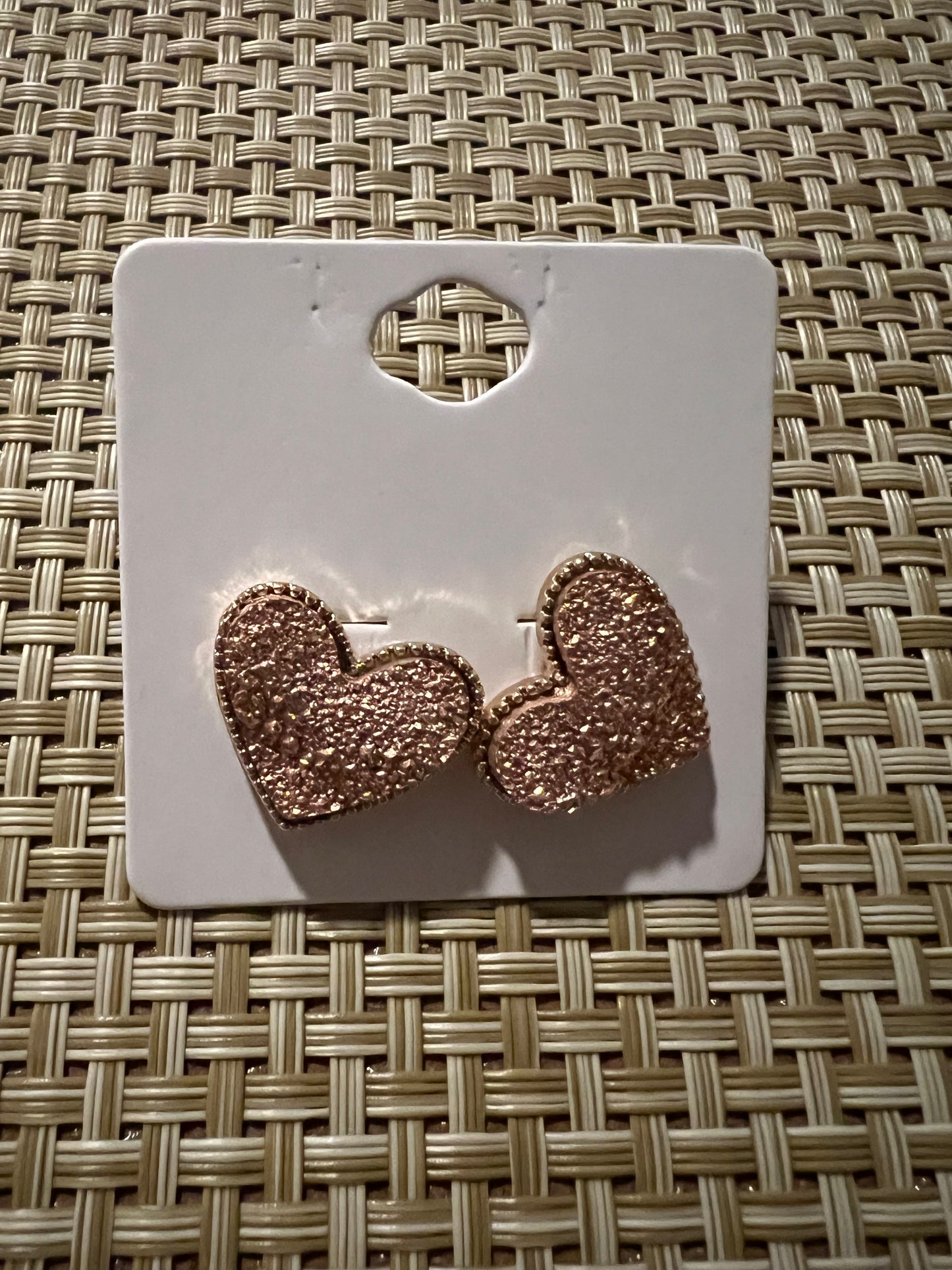 Pink Drizzy Heart Studs