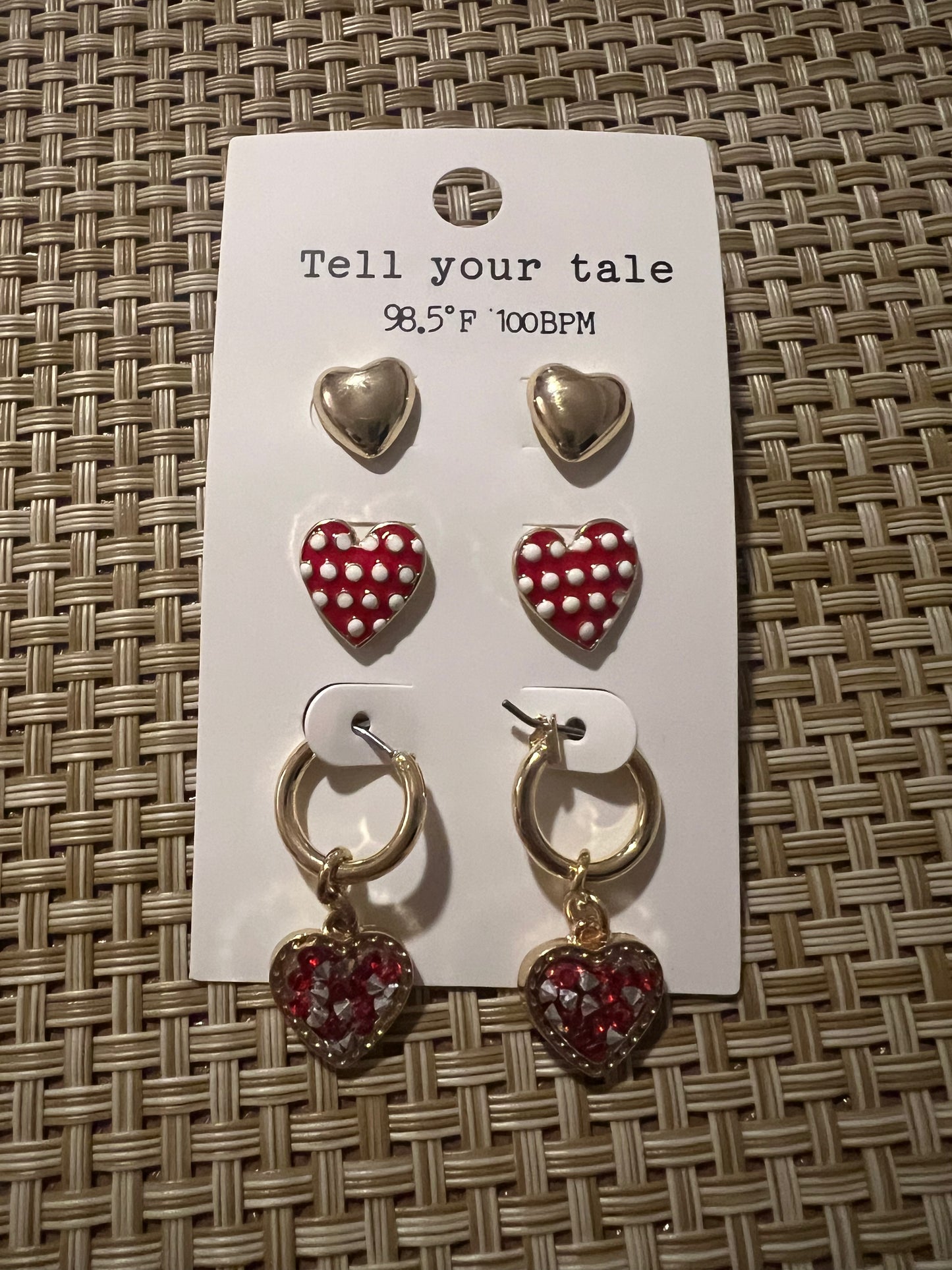 Red Valentines Day Trio Stud/Dangles