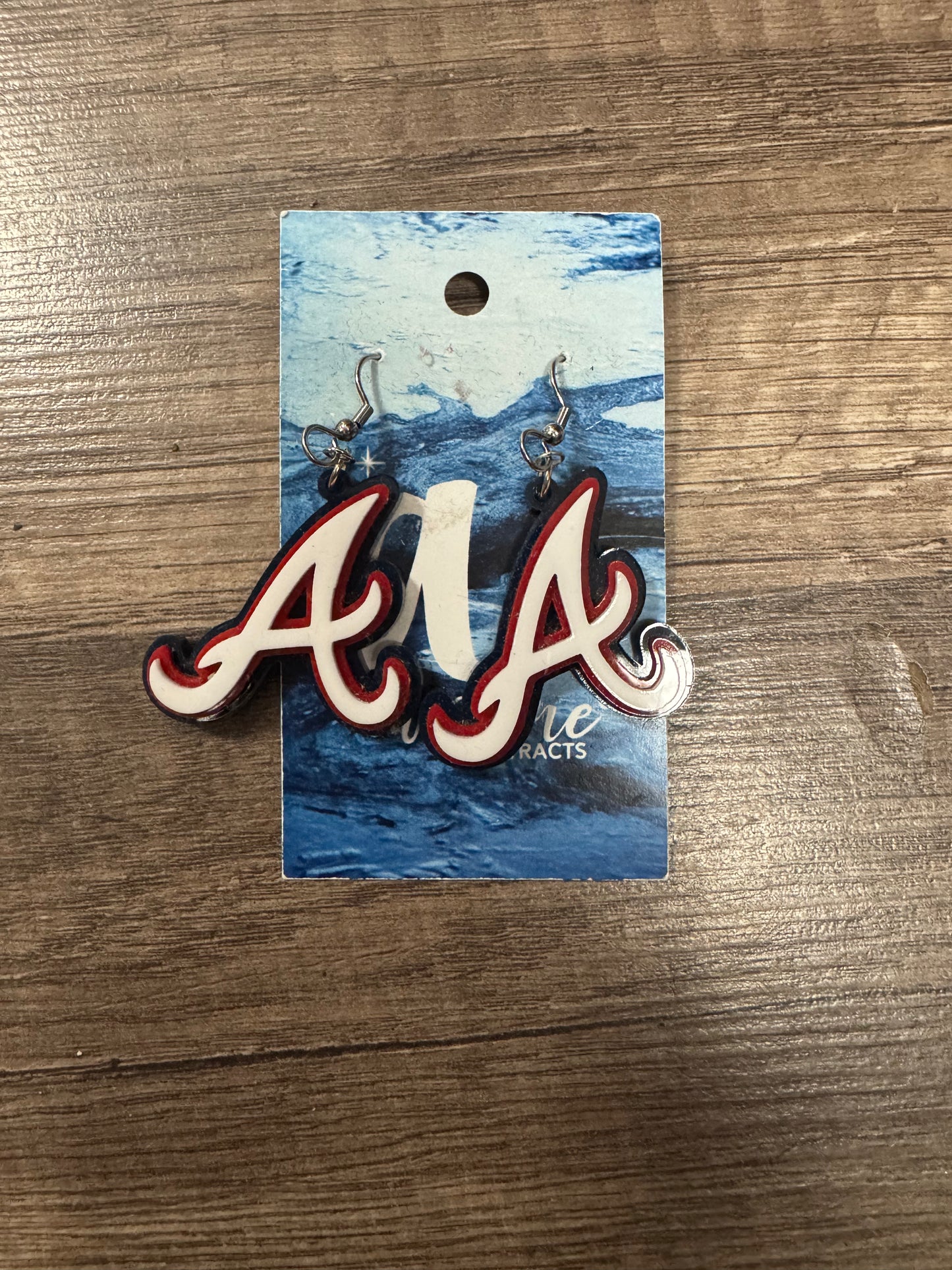 Red Navy A Braves Dangle Earring