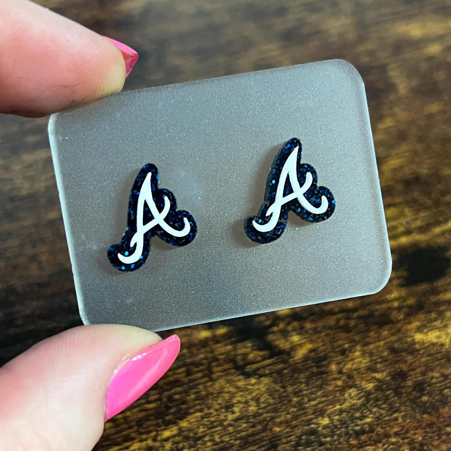 Navy Glitter A with White Studs