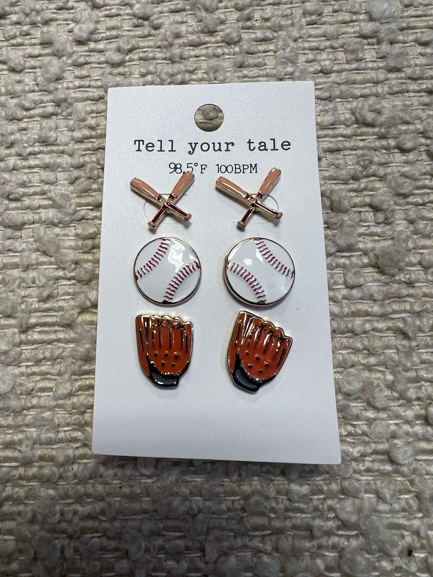 3 Pack Baseball Theme Studs