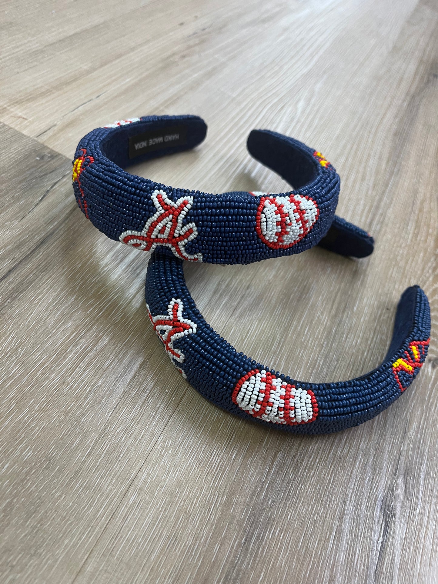 Braves Tomahawk Beaded Navy Headband