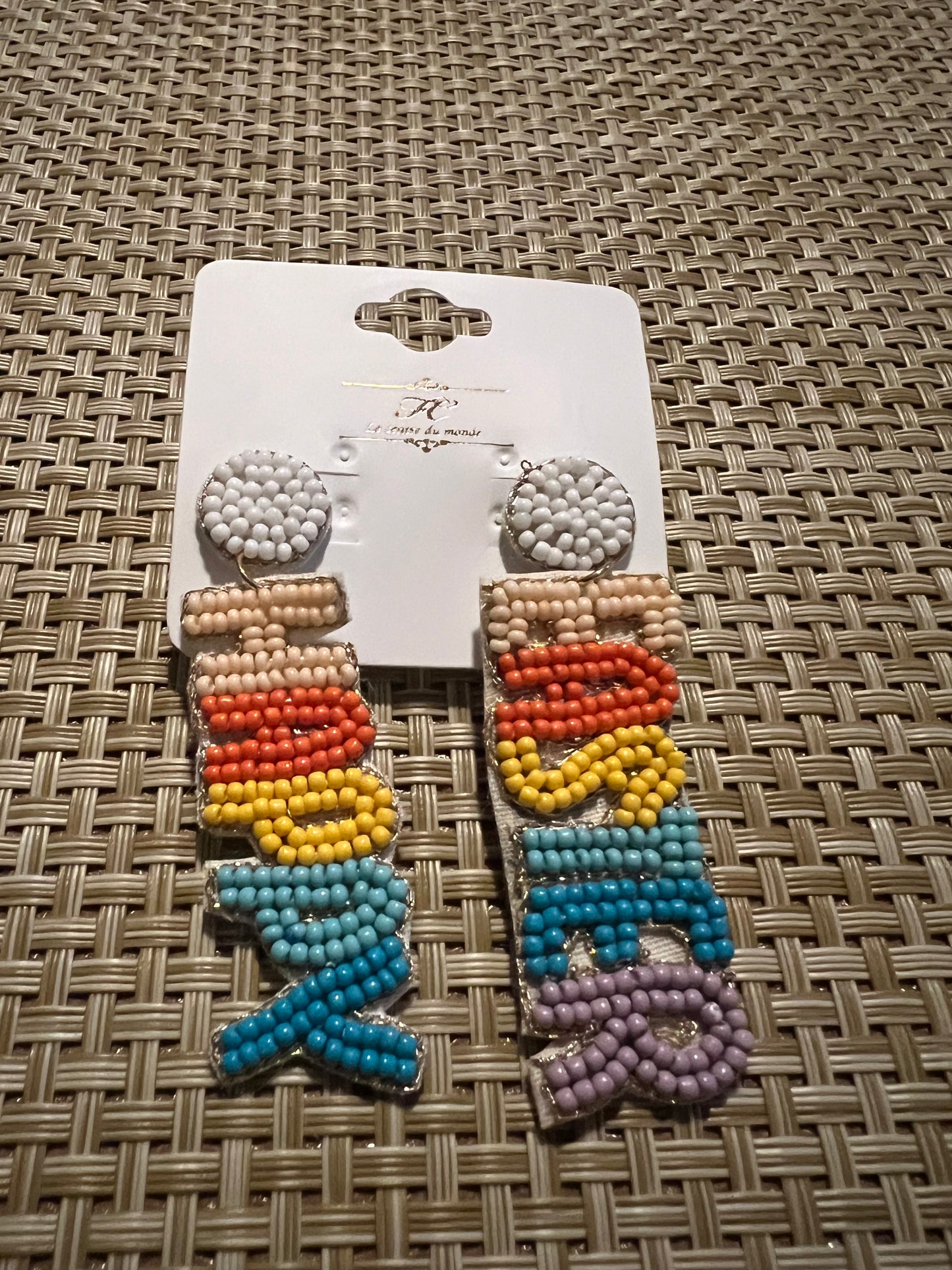Beaded Happy Easter Earrings
