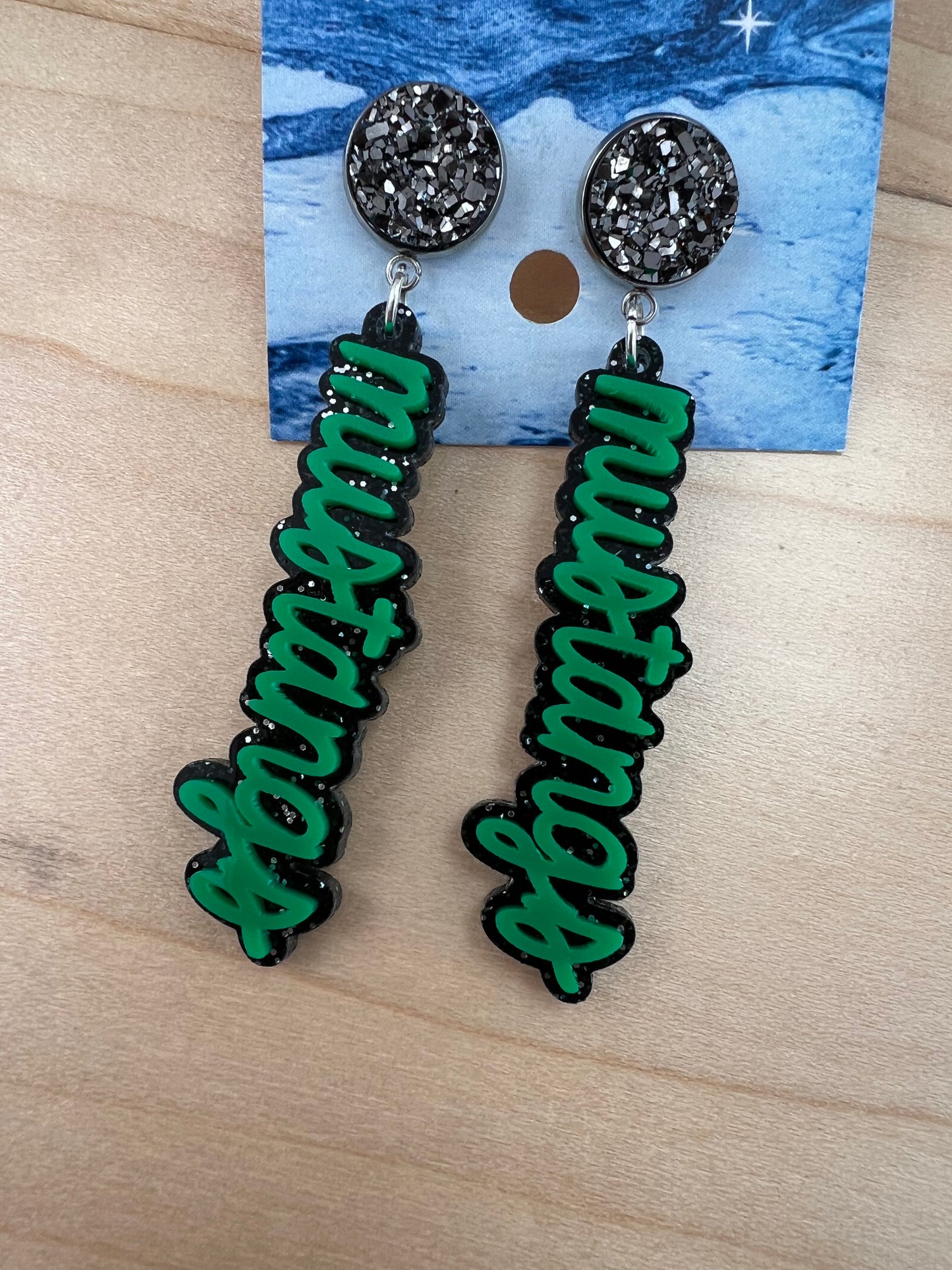 Kennesaw Mountain Mustangs Glitter Top Dangles