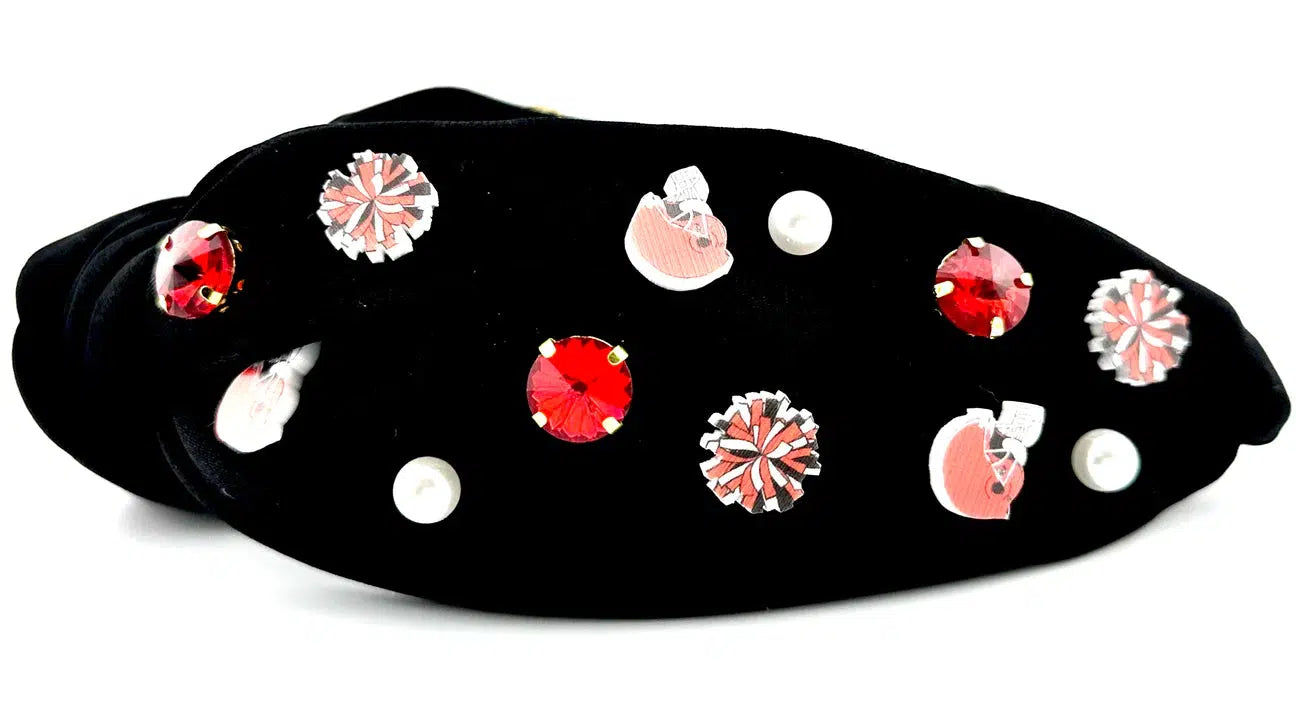 Black Pom Pom Football Headband