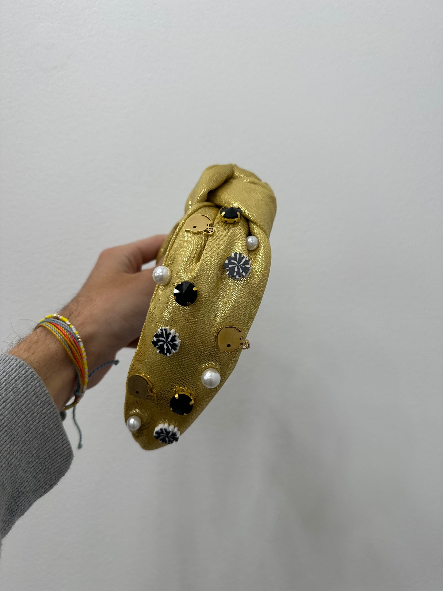 Gold Pom Pom Football Headband