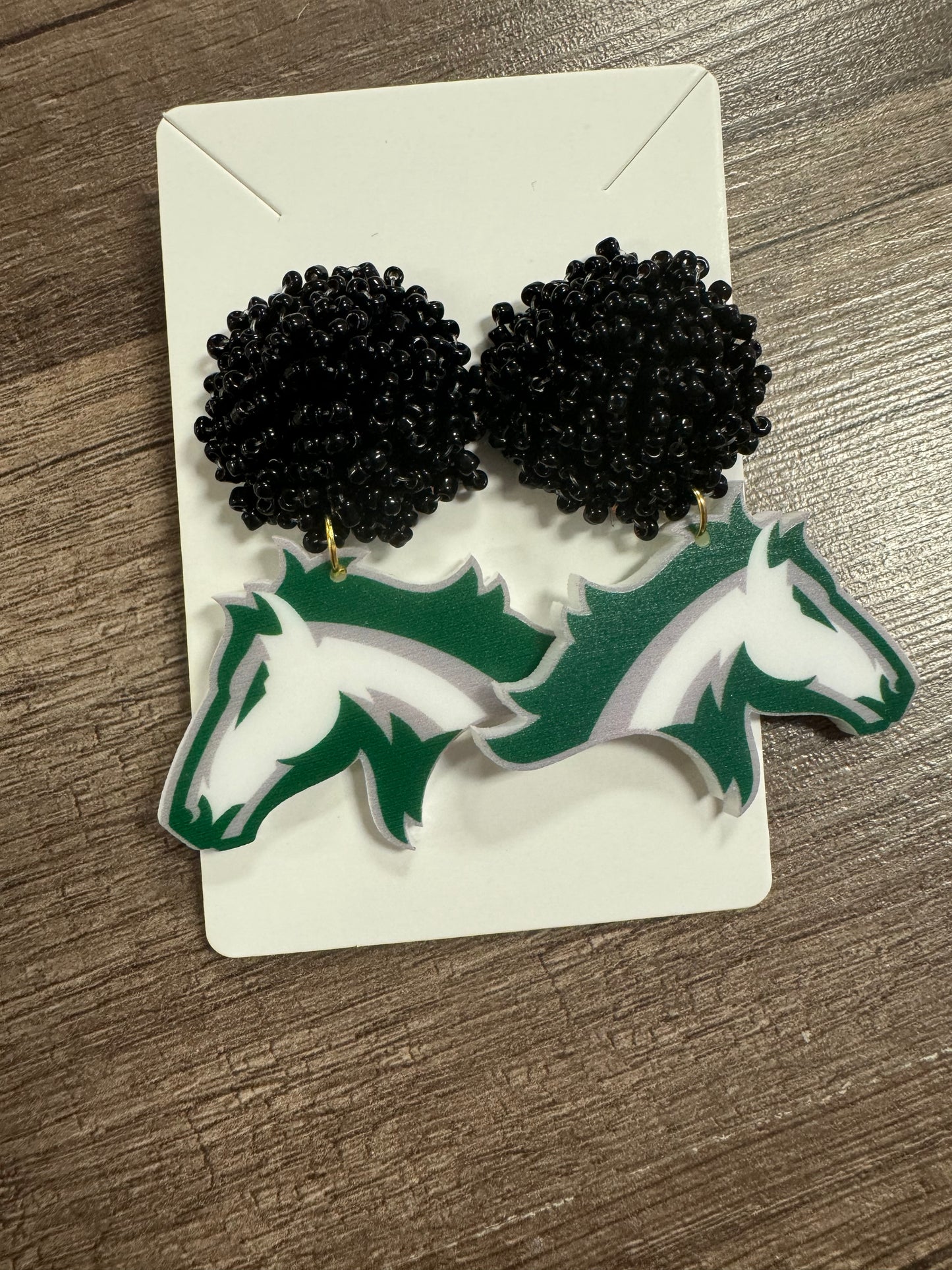 Kennesaw Mountain Mustang Mascot Beaded Top Dangles