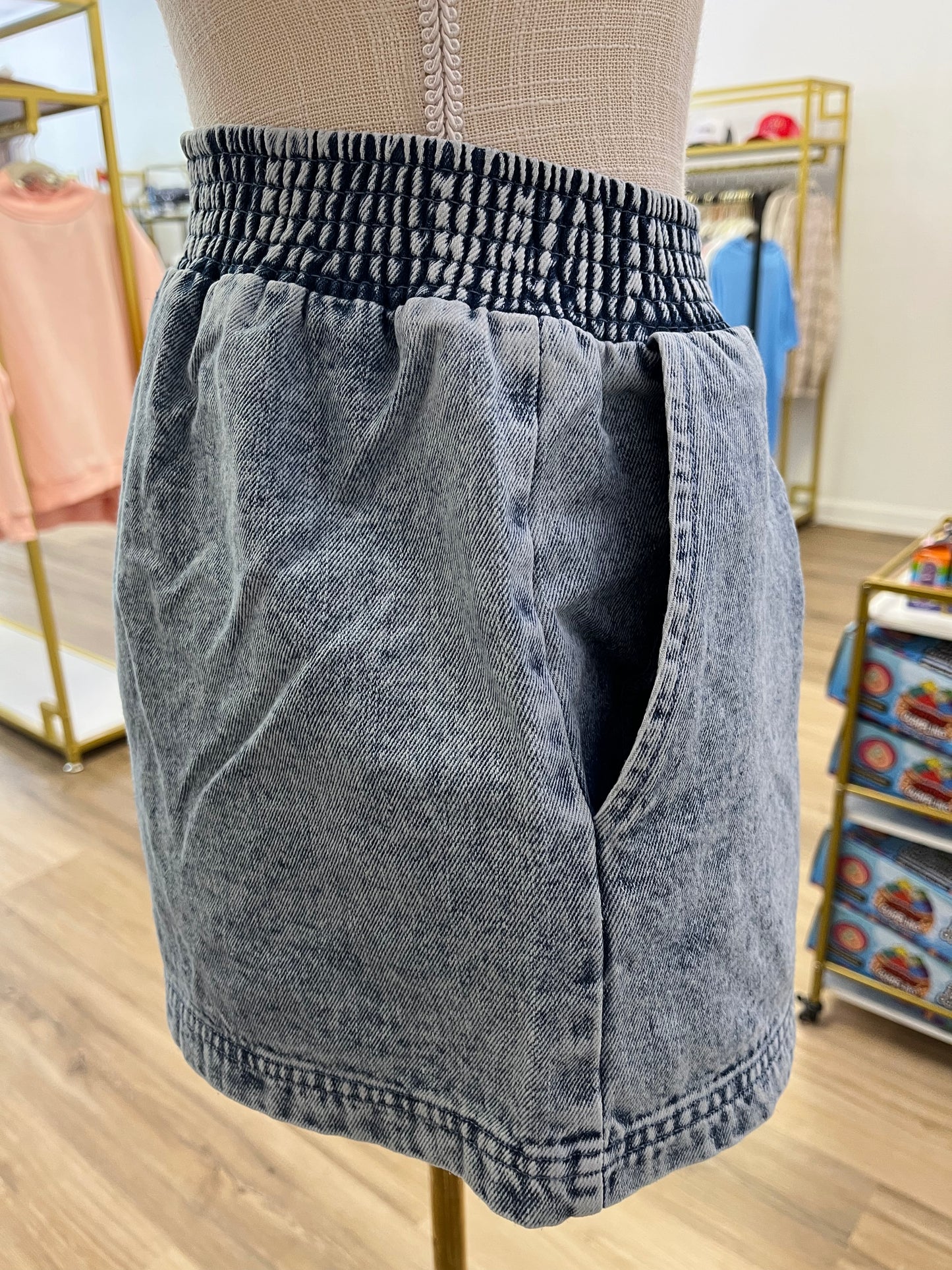 Denim Sleeveless 2pc Shorts Set