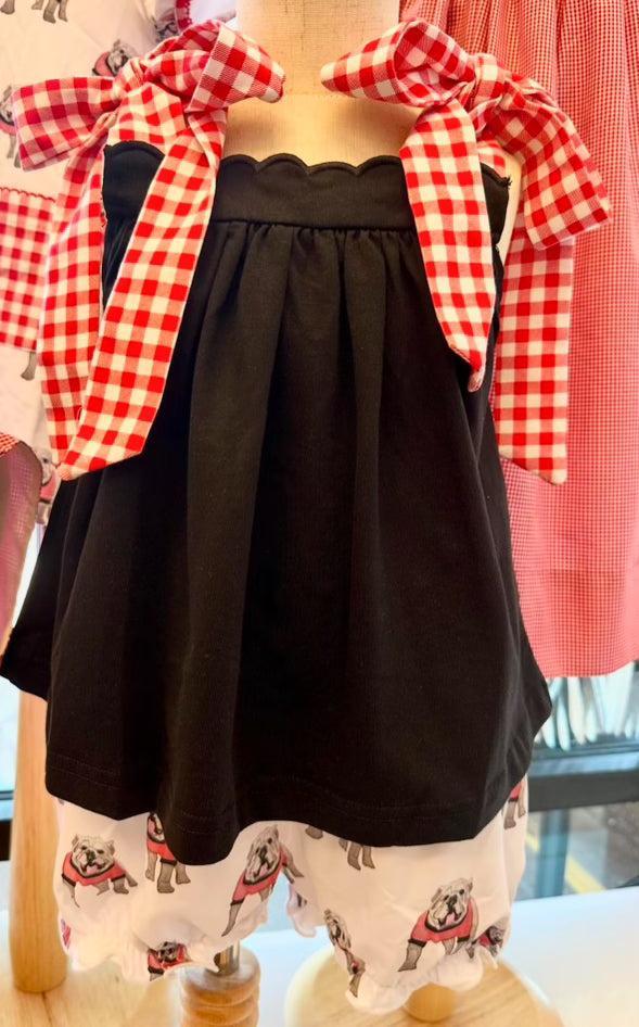 UGA Black Gingham Tie Bloomer Set