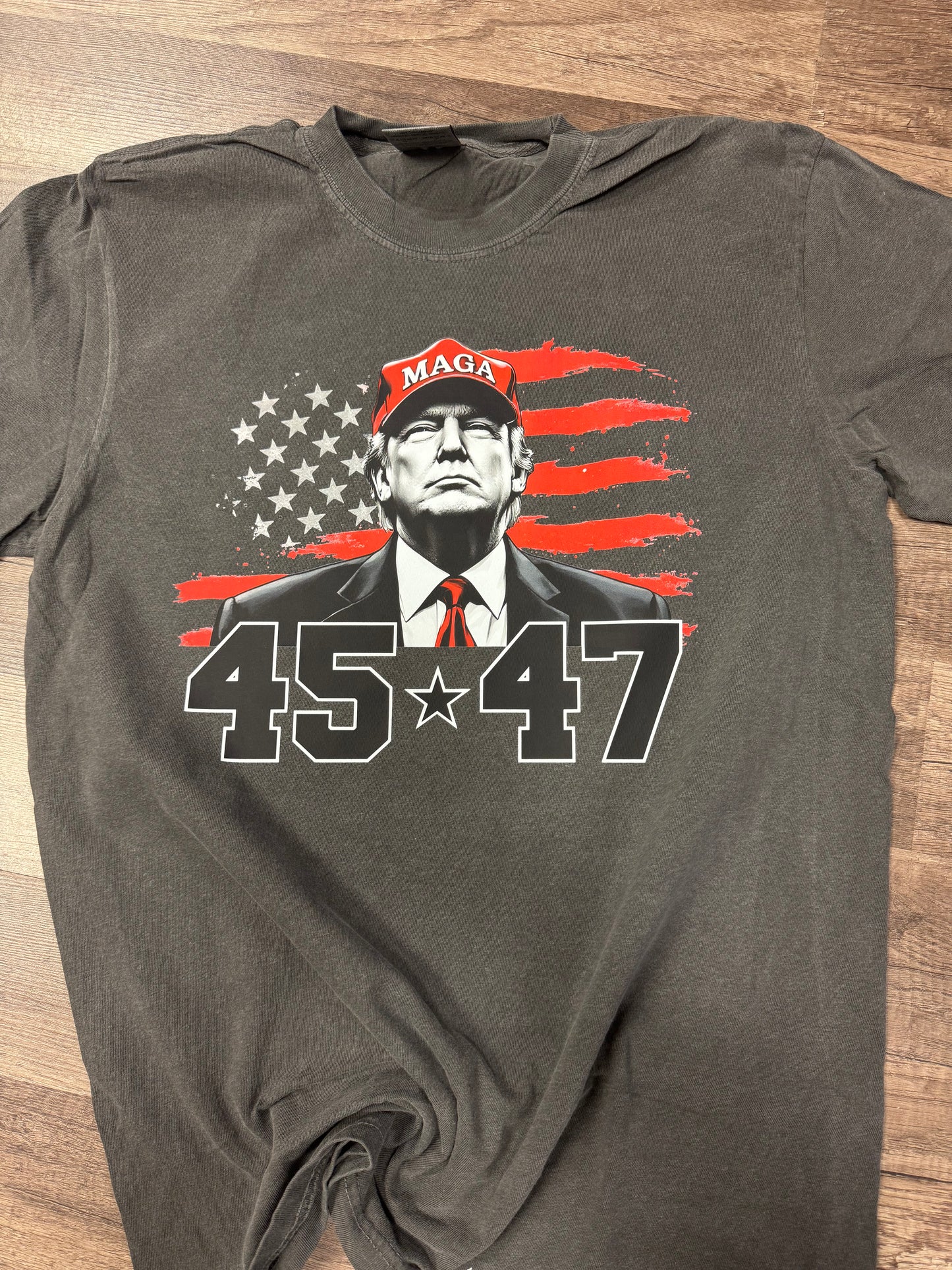 Trump flag 45-47 tee