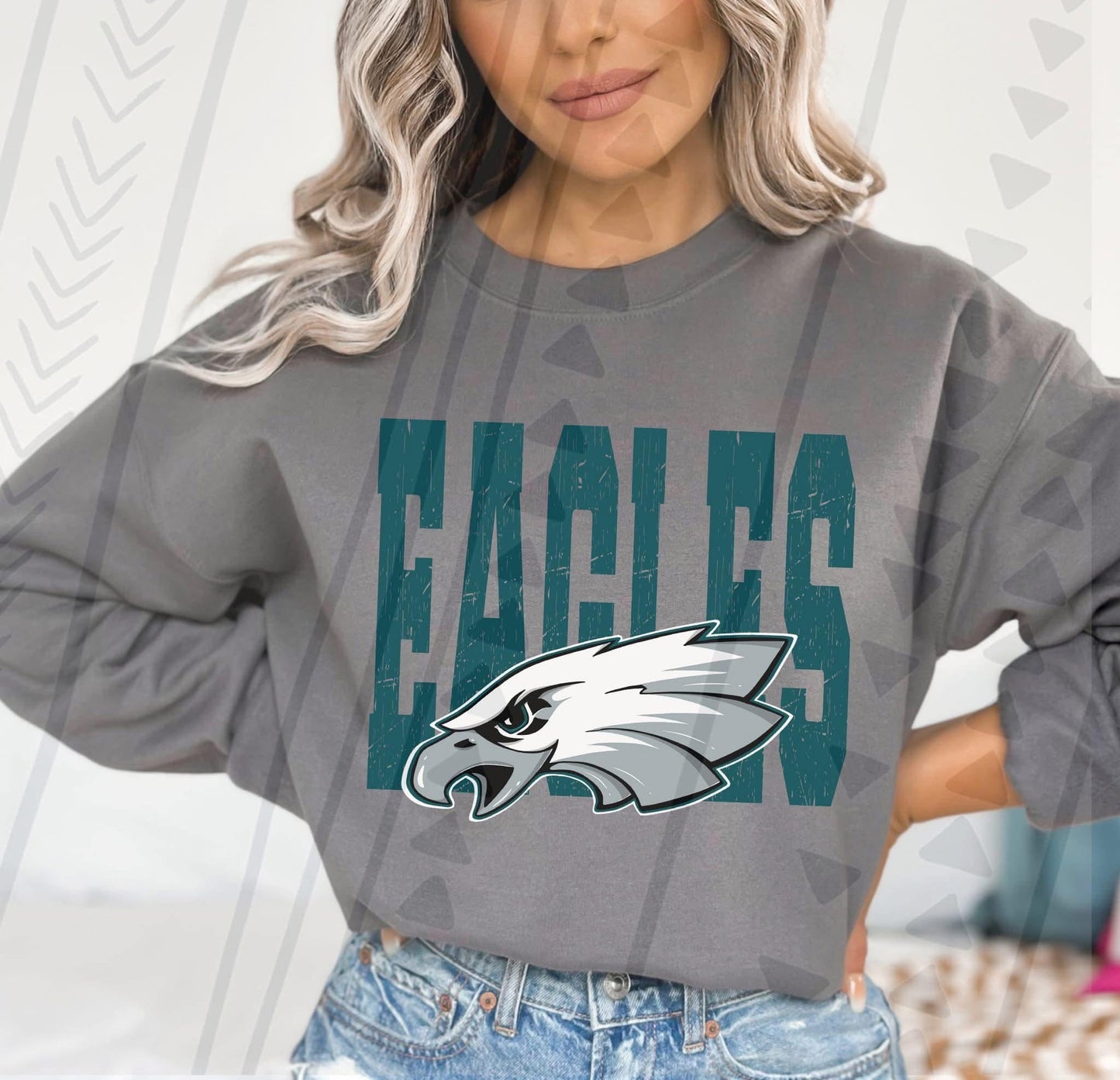 Eagles varsity distressed mascot