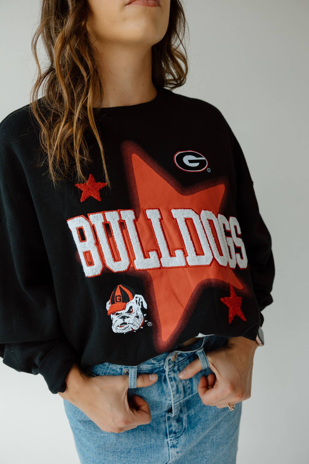 Georgia Aura Multimedia OS Fleece Crew: BLACK