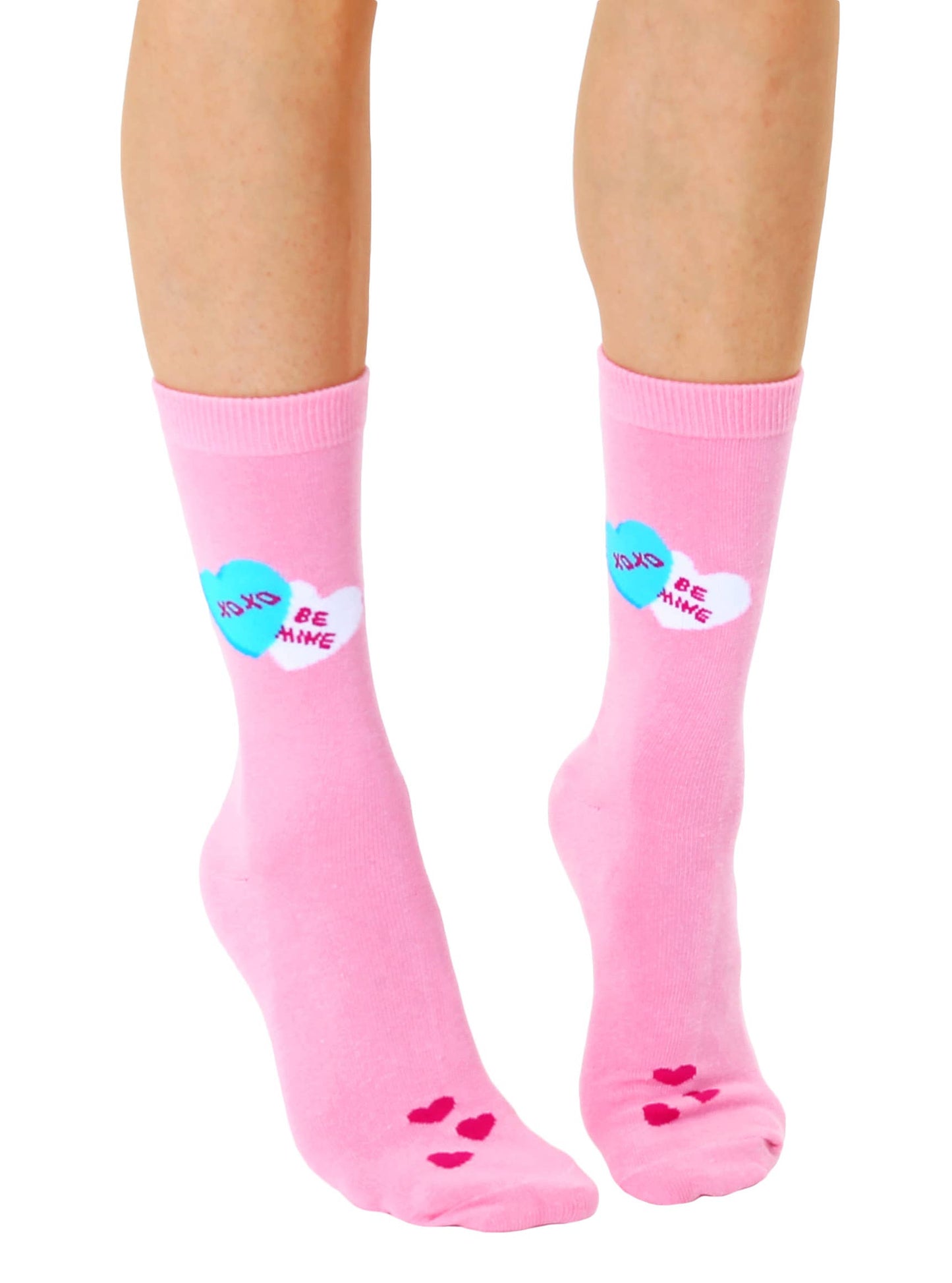 3D Packaged Crew Socks - V-Day Hearts - "Be Mine" - Pink