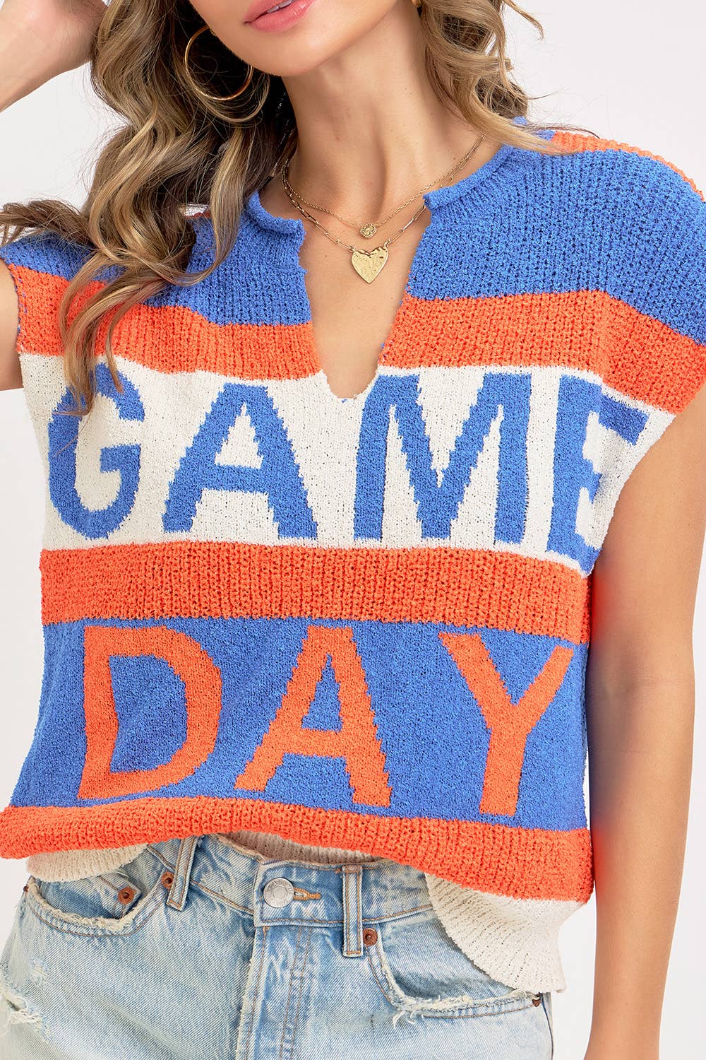GAME DAY RED & BLACK SWEATER KNIT TOP