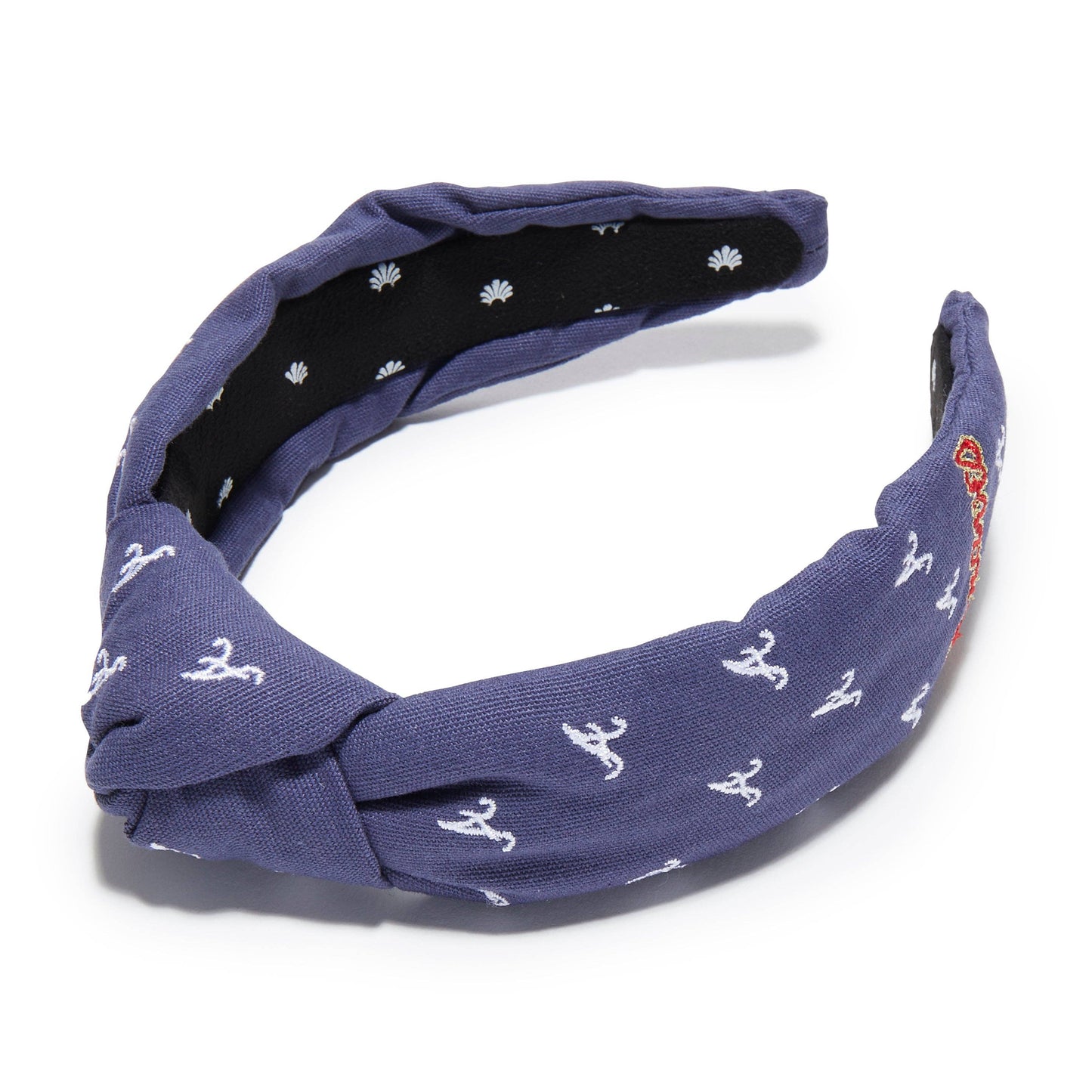 Navy Atlanta Braves Embroidered Knotted Headband- Lele Sadoughi