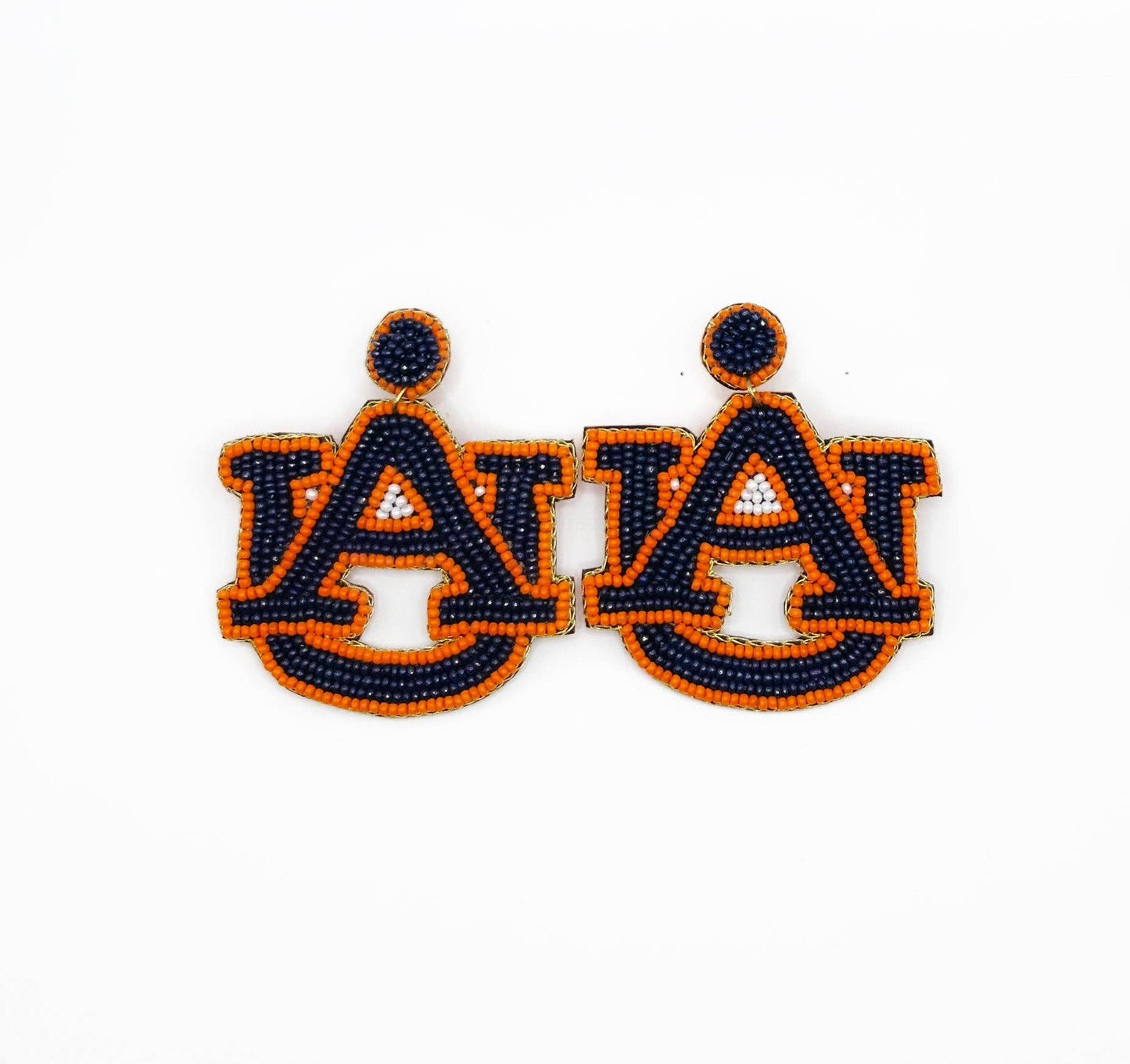 Auburn Beaded Logo Statement Earrings