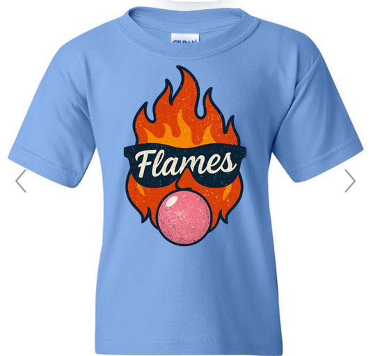 Frey Flames Blowing Gum on Carolina blue