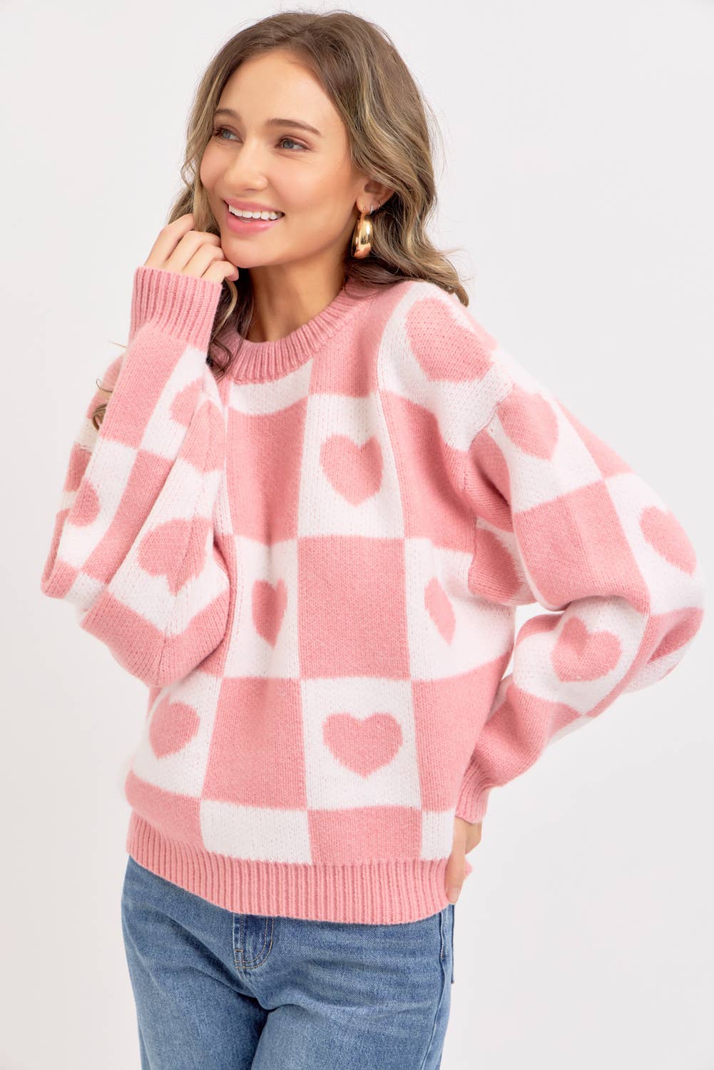 VALENTINE HEART SWEATER PINK