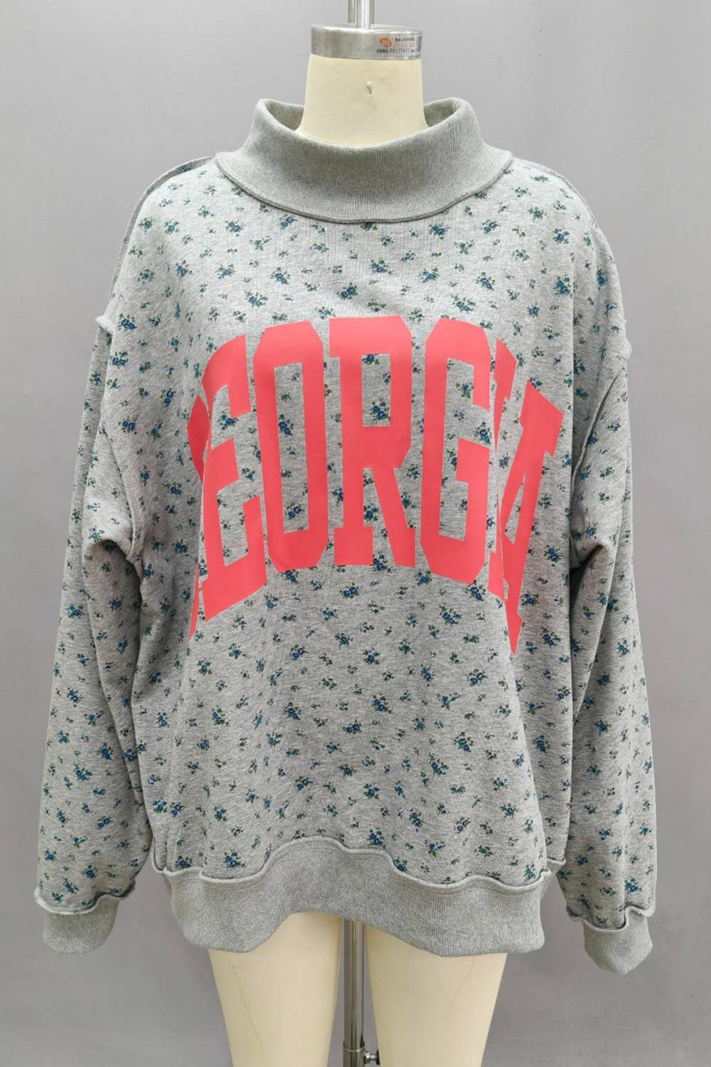 Georgia Floral MockNeck Sweatshirt: CREAM