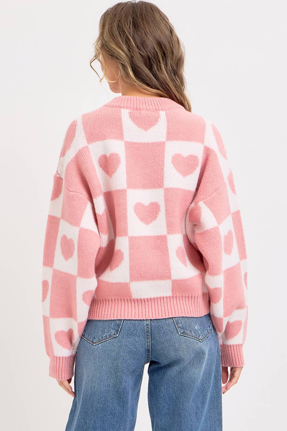 VALENTINE HEART SWEATER PINK