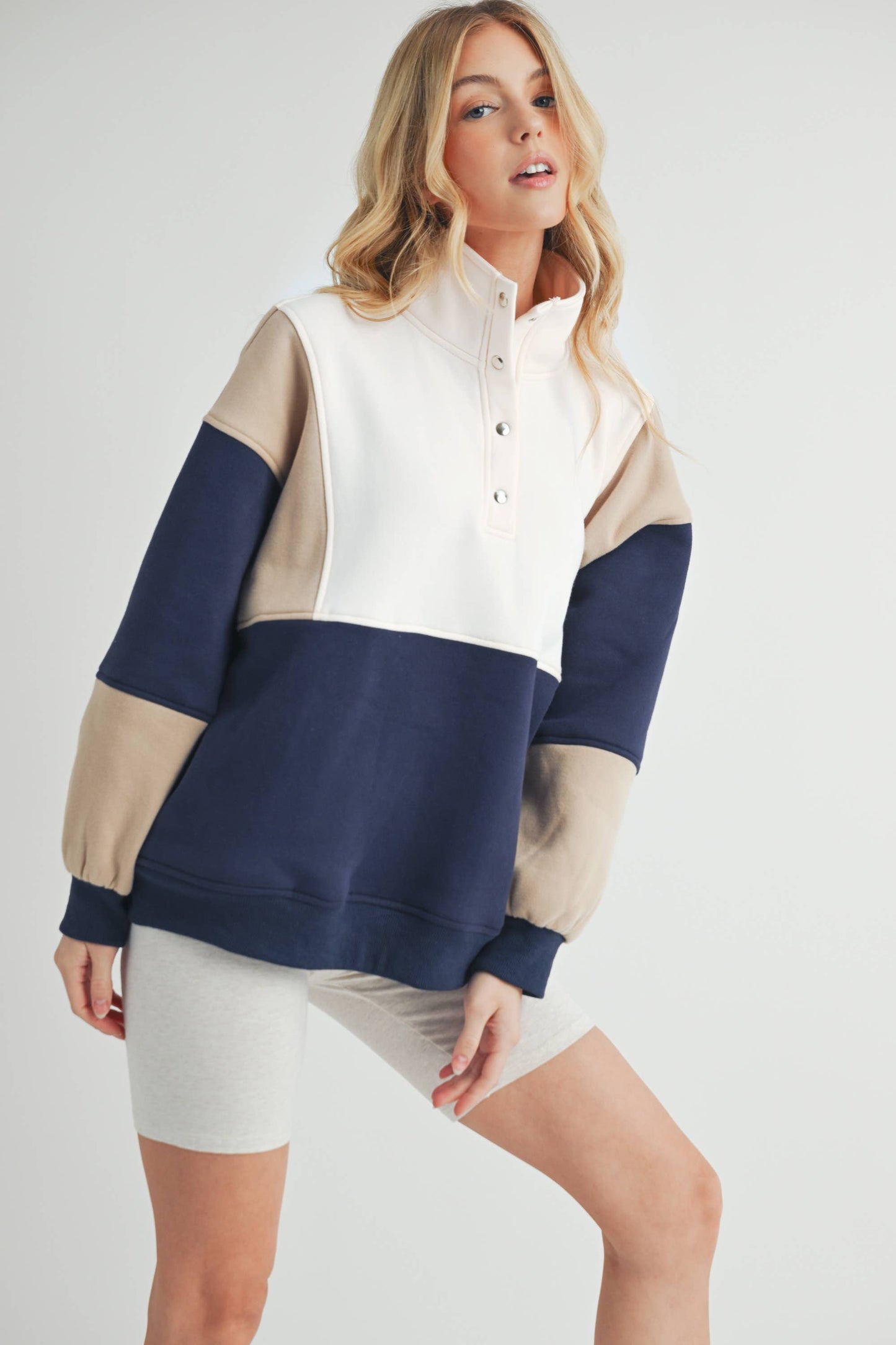 Glo Colorblock Pullover: Lilac Seafoam