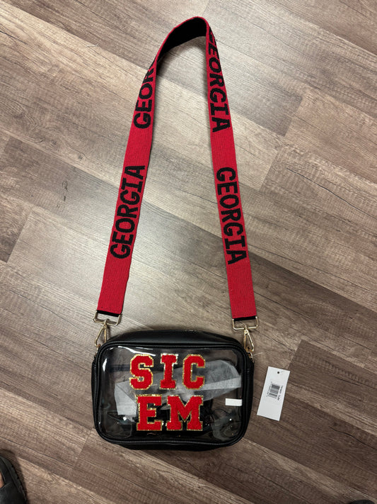 Sic Em Chenille Patch with Georgia Beaded Strap Clear Bag