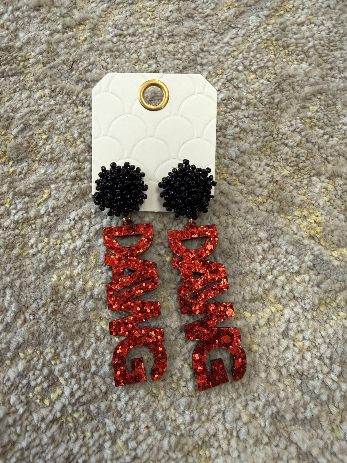 DAWGS glitter Dangles with beaded stud