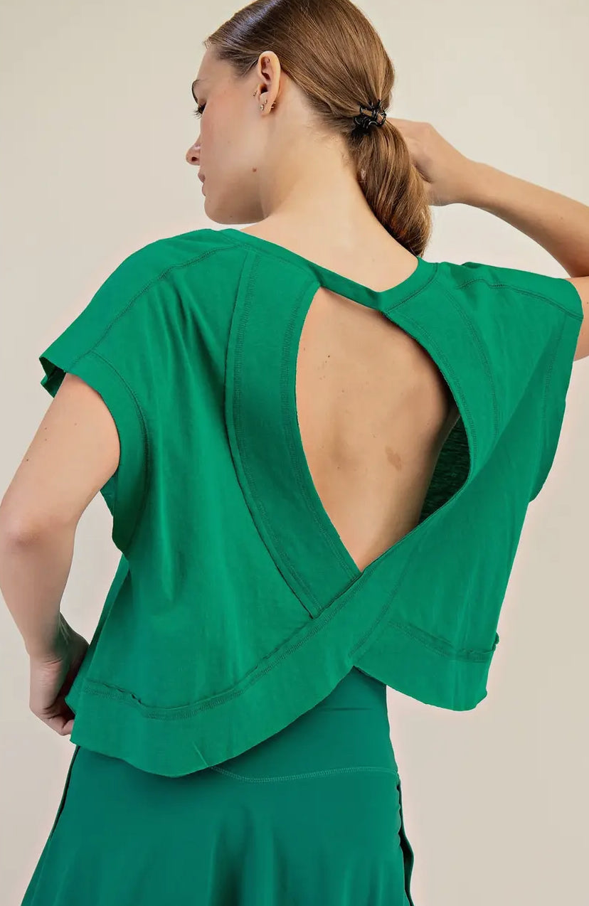 Cotton Slub Open Back Top