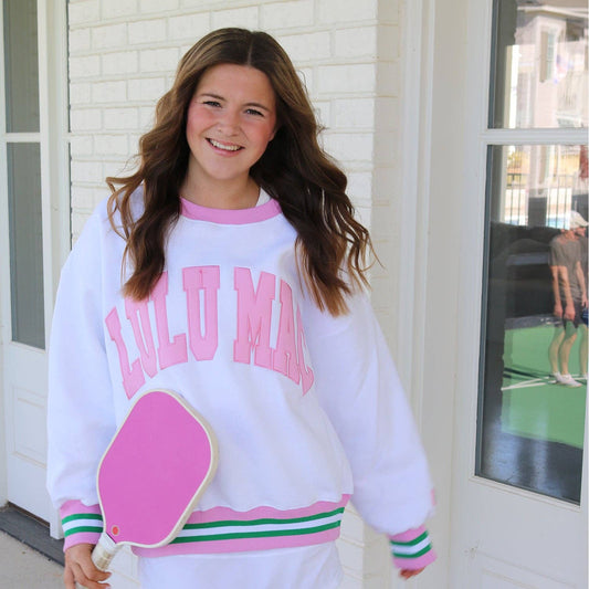 LULU MAC White/Pink Stitch: White/Pink