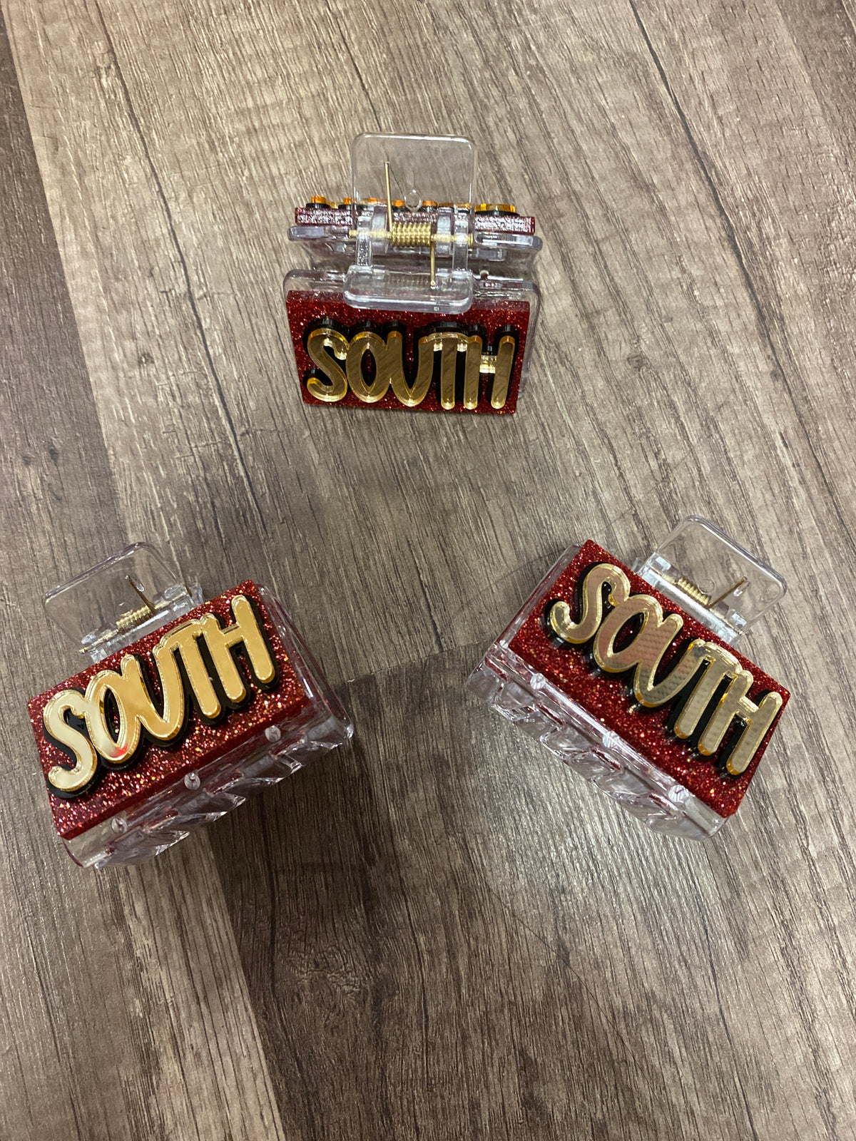 South Red & Gold Glitter Small Hair clip