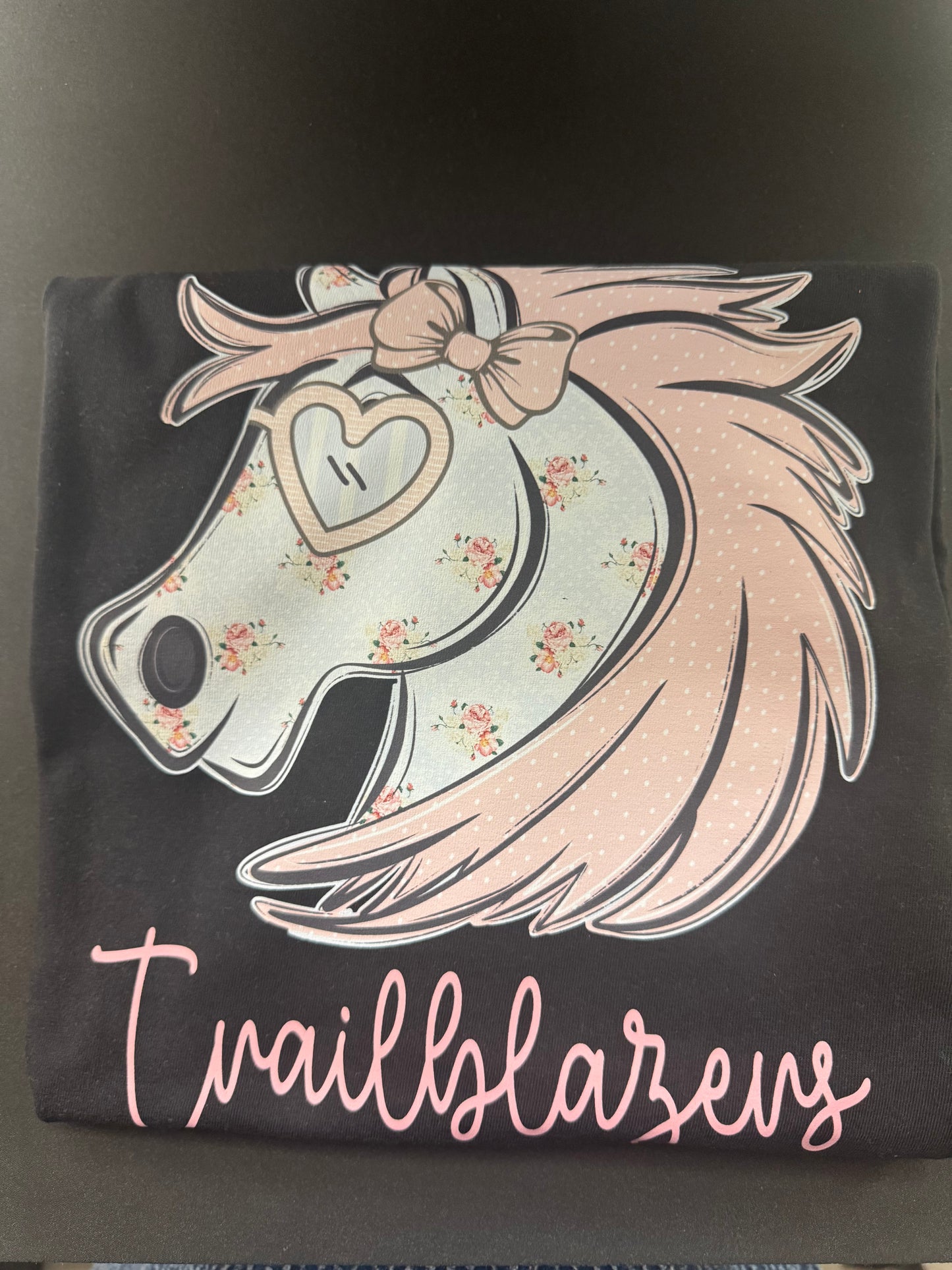 Poole Trailblazers Pink & Blue Floral On Dark Grey