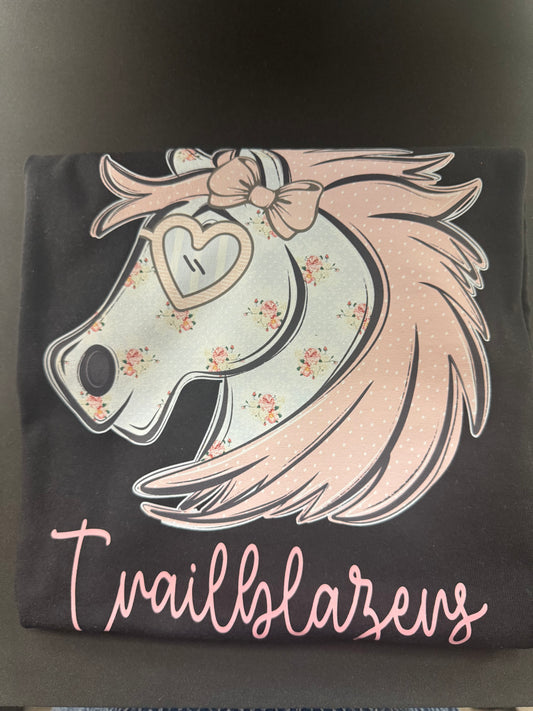 Poole Trailblazers Pink & Blue Floral On Dark Grey