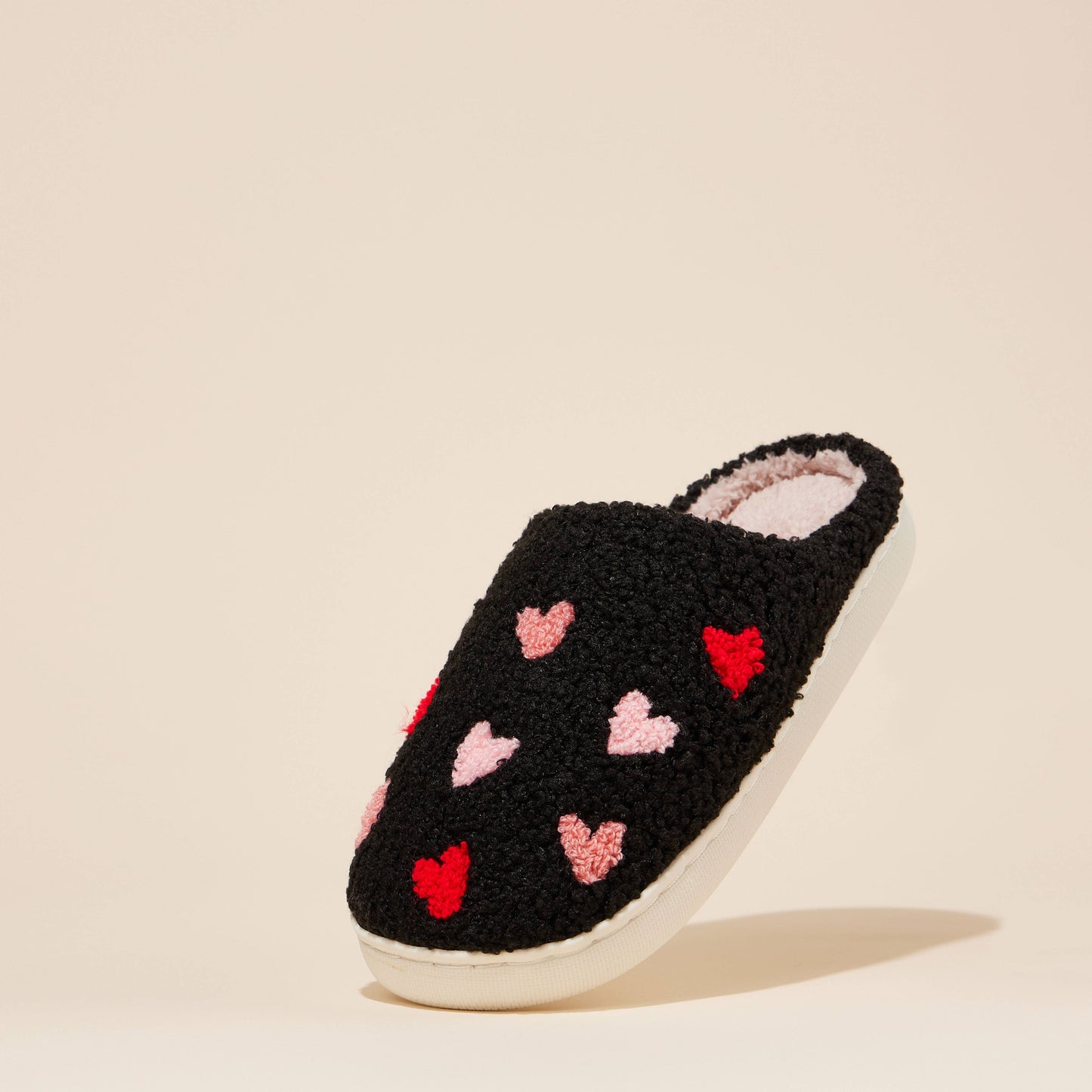 Multi Hearts Home Slippers: Black-Pink / Small / 4DL98003