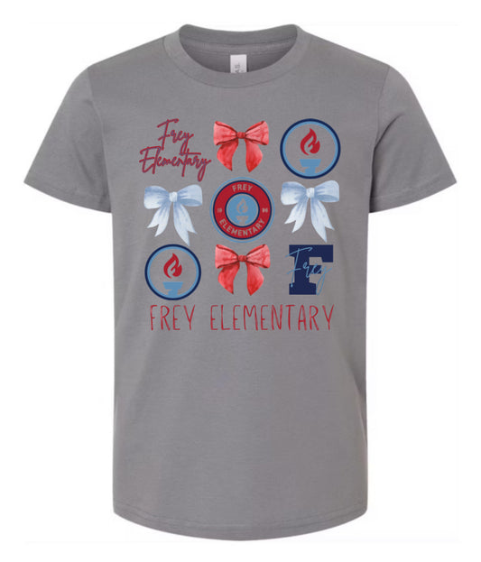 Frey Elementary Bow Collage Storm BELLA CANVAS BRAND