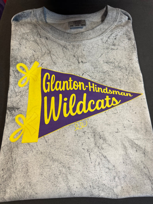 Glanton-Hindsman Wildcats Colorblast Pennant Flag tee