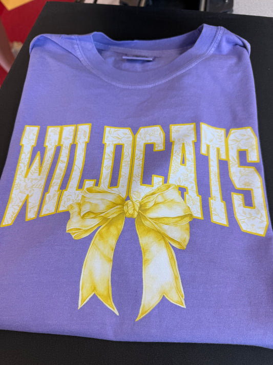 Wildcats Yellow Tolie with Bow tee