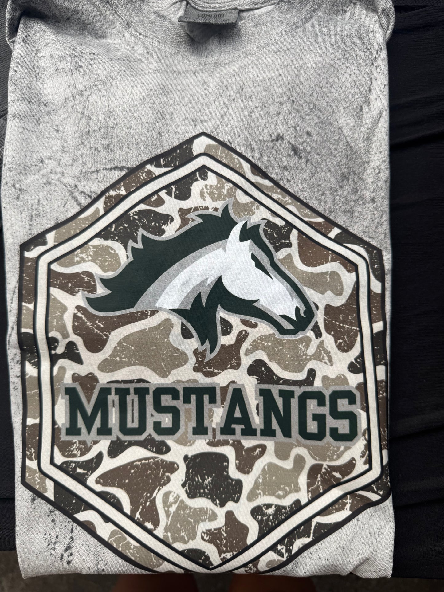 Mustangs Camo FRONT ONLY COLORBLAST CC TEE