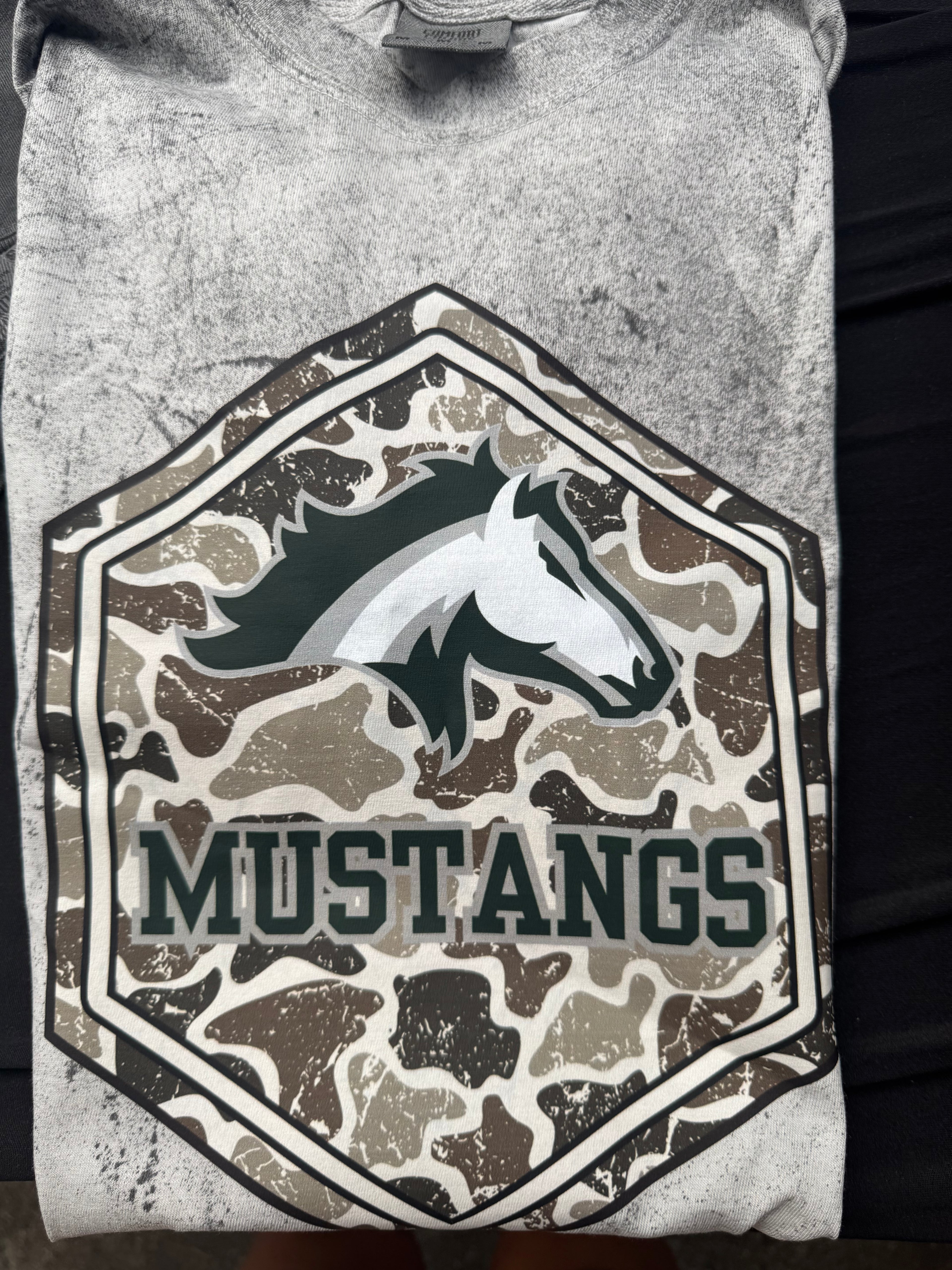 Mustangs Camo FRONT ONLY COLORBLAST CC TEE