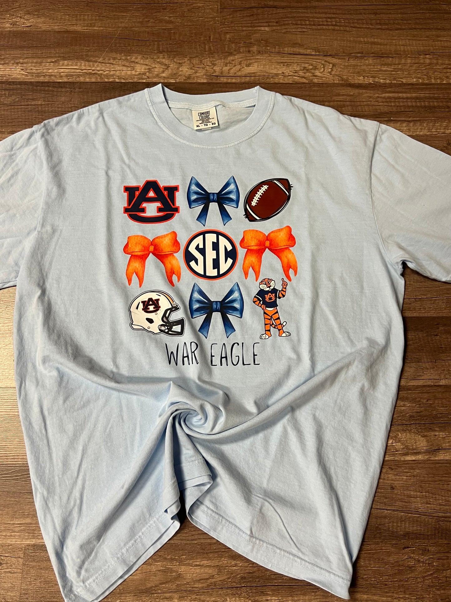 Auburn Tigers Bow Collage Blue Tee