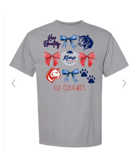 Kemp Cougars Bow Collage Light Grey Tee