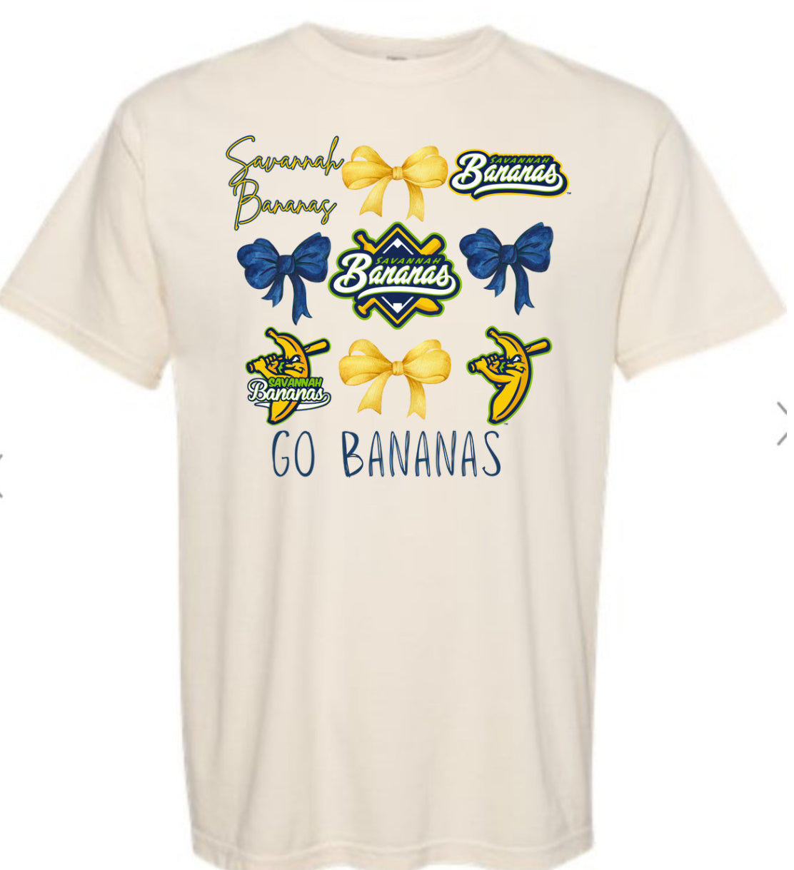 Savannah Bananas Bow Collage Ivory Tee