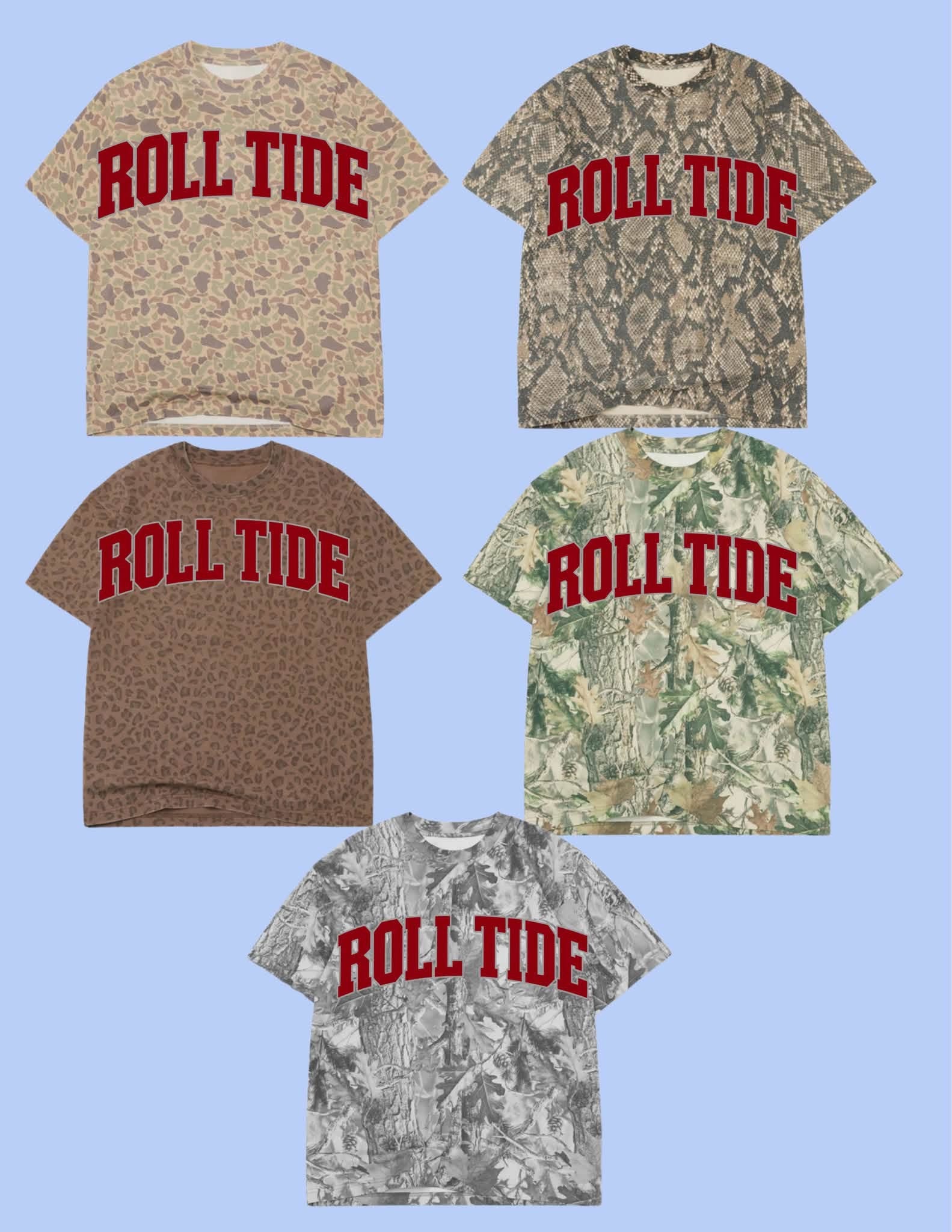 ROLL TIDE varsity arch tee- grey outline, crimson fill