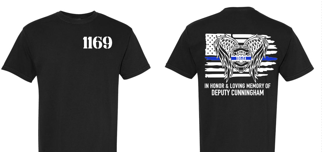 White Flag Angel Wings #1 - Deputy Cunningham Black Tee